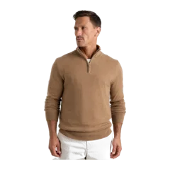 Mongolian Cashmere Quarter Zip Sweater Teak