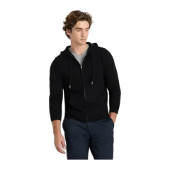 Mongolian Cashmere Full-Zip Hoodie Black
