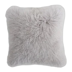 Luxe Mongolian Lamb Pillow Cover Silver