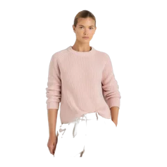 100% Organic Cotton Fisherman Crew Sweater Shell Pink