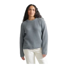 Mongolian Spring Cashmere Fisherman Crewneck Sweater Dusty Blue