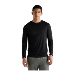 100% Merino Wool All-Season Long Sleeve Base Layer Tee Black