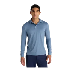 Flowknit Breeze Performance Long Sleeve Polo Heather Dewstone Blue