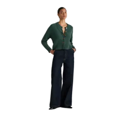 100% Organic Cotton Cropped Cardigan Big Sur Green