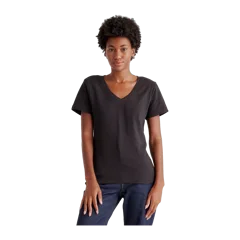 100% Organic Cotton Slub V-Neck Tee Black