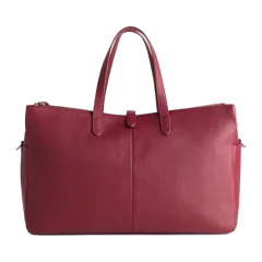 Italian Leather Triple Compartment Weekender Garnet Red