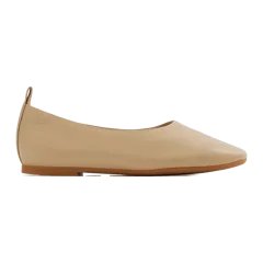 Italian Leather Glove Ballet Flat Almond