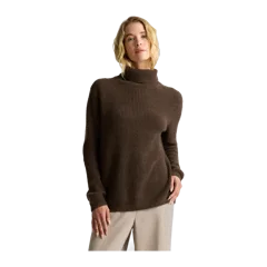 Mongolian Cashmere Fisherman Turtleneck Sweater Brown