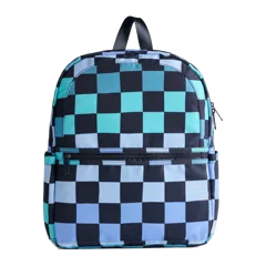 Recycled Double Pocket Backpack Blue Checks