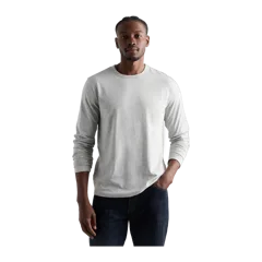 100% Pima Cotton Luxe Touch Long Sleeve Tee Heather Grey