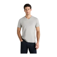 100% Pima Cotton Luxe Touch V-Neck Tee Heather Grey