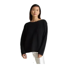 100% Organic Cotton Fisherman Boatneck Sweater Black