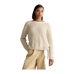 100% Organic Cotton Fisherman Boatneck Sweater Speckled Beige