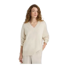 Mongolian Cashmere Oversized V-Neck Sweater Ivory