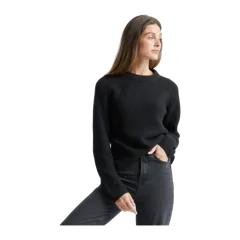 Mongolian Spring Cashmere Fisherman Crewneck Sweater Black