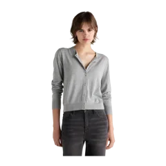 Lightweight Cotton Cashmere Crew Cardigan Heather Grey