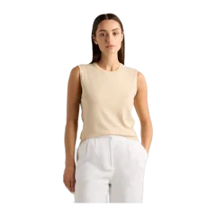 Lightweight Cotton Cashmere Sweater Tank Heather Oatmeal