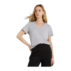 100% Organic Cotton Boxy V-Neck Tee Classic Heather Grey