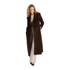 Wool Cashmere Tailored Long Coat Dark Chocolate