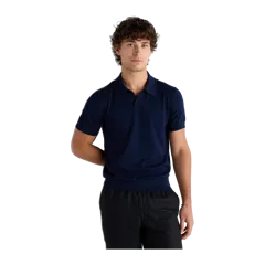Cotton-Silk Johnny Collar Polo Navy