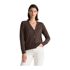 Lightweight Cotton Cashmere Cardigan Mocha Heather