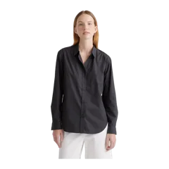 100% Organic Cotton Poplin Long Sleeve Shirt Black