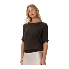 Lightweight Cotton Cashmere Link-Stitch Dolman Sweater Mocha Heather