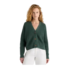100% Organic Cotton Fisherman Boxy Cropped Cardigan Big Sur Green
