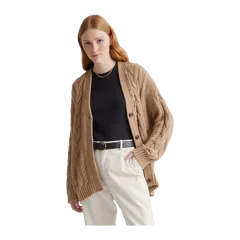 100% Organic Cotton Oversized Cable Cardigan Camel